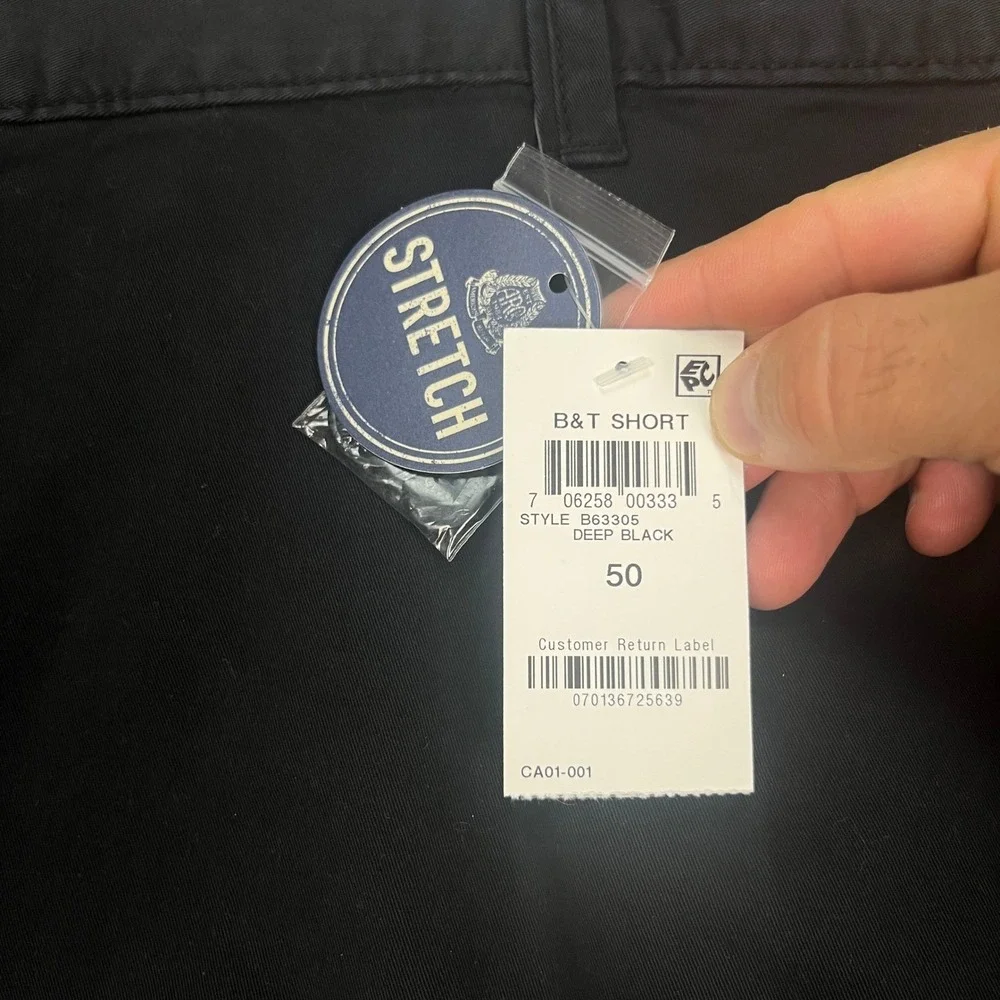 American‎ Rag Mens 50 Big Tall Deep Black Stretch Chino Shorts Frayed Hem NEW